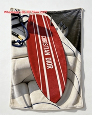 Christian Dior Red Stripe Surfboard Flannel Blanket D084